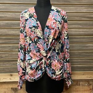 Leyden Womens Twist Front Pullover Blouse Size Small